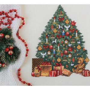 Набор для вышивания крестом Panna "Золотая серия Викторианская рождественская елка", счетная схема, 20x25 см