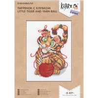 Klart Kit de point de croix "Petit tigre et pelote de laine", motif à compter, 11,5x14,5cm