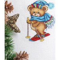 Klart counted cross stitch kit "Skiing Bear", 11,5x15cm, DIY
