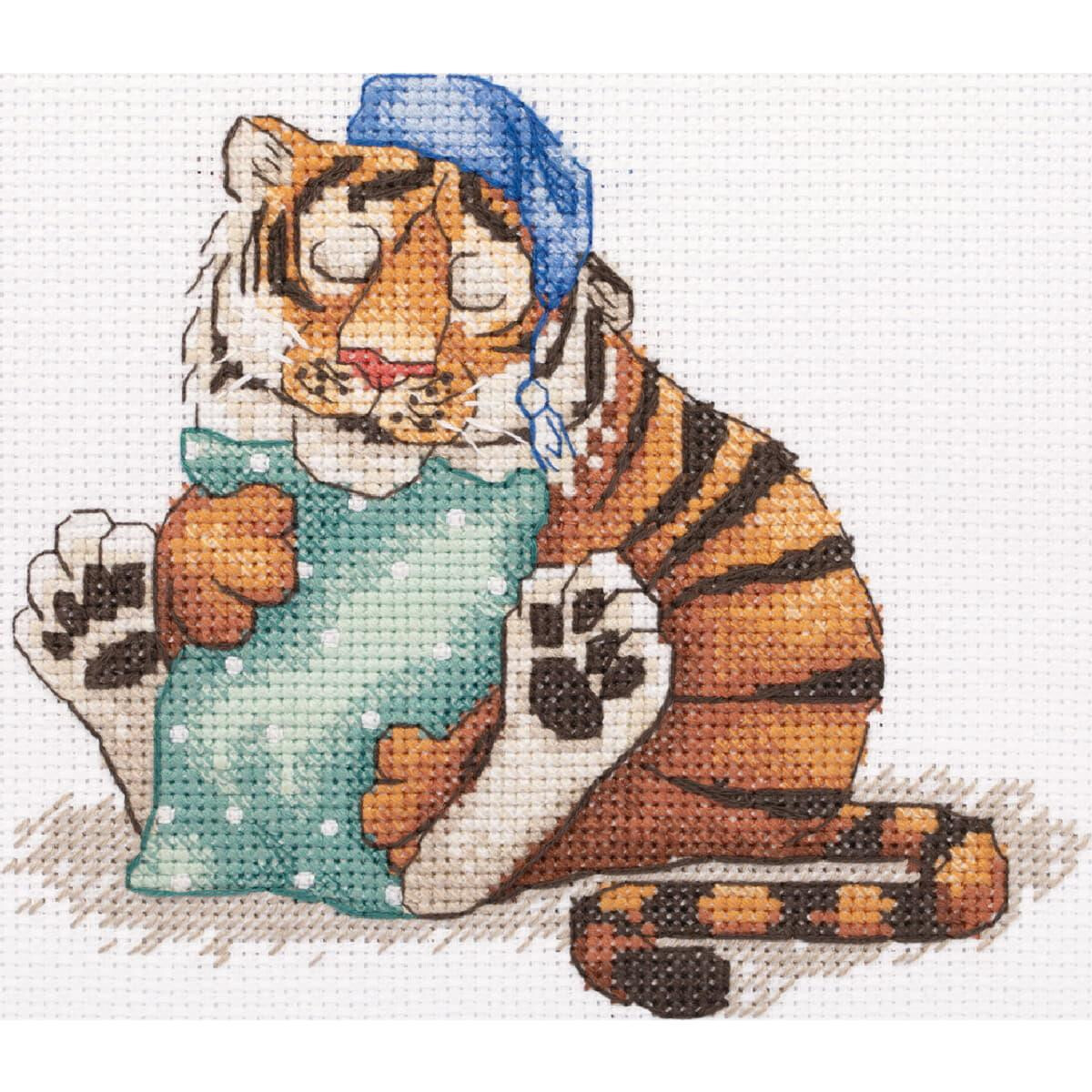Klart counted cross stitch kit "Sleepy Tiger",...