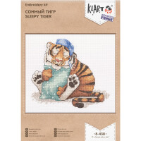 Klart Kit de point de croix "Tigre endormi", motif à compter, 17x16cm