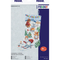 Набор для вышивания крестом Panna "Зимние забавы в чулках", счетная схема, 26x40,5 см