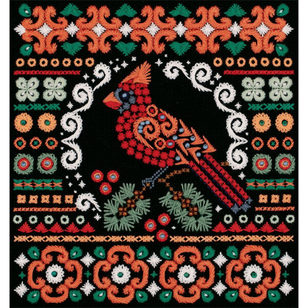 Набор для вышивания Panna "Красный кардинал", счетный узор, 16,5x17см