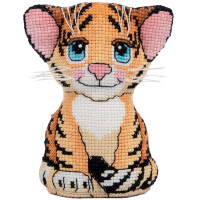 Panna kruissteekset "Kleine tijger 3D ontwerp", telpatroon, 8x10cm