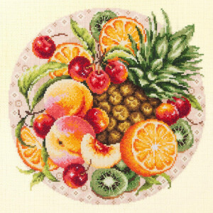 Magic Needle Zweigart Edición del set de punto de cruz "Exotic Fruits", patrón de conteo, 27x27cm