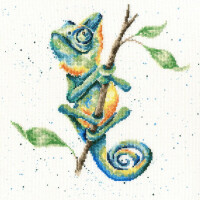 Bothy Threads counted cross stitch kit "One In A Chameleon", XHD93, 26x26cm, DIY