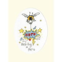 Bothy Threads Tarjeta de felicitación Set de punto de cruz "Bee-ing a Hero", Patrón de conteo, xgc28, 9x13cm