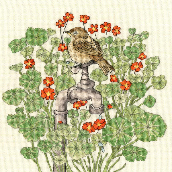 Bothy Threads Juego de punto de cruz "Nasturtium Garden", dibujo para contar, xfy4, 26x26cm