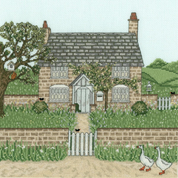 Bothy Threads counted cross stitch kit "Gardeners Cottage", XSS11, 25x25cm, DIY