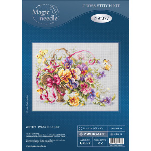 Magic Needle Zweigart Set punto croce edizione "Pansy Bouquet", schema di conteggio, 21x15cm