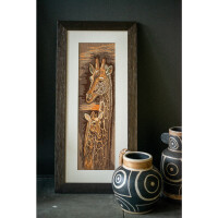 Lanarte Set punto croce "Animali Madre e bambino Giraffa tessuto di conteggio", modello di conteggio, 17x50cm