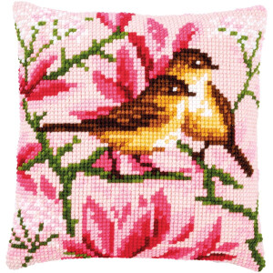 Vervaco stamped cross stitch kit cushion "Vögel...