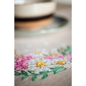 Vervaco Tischläufer Kreuzstich Set "Frühlingsblumen", Stickbild vorgezeichnet, 40x100cm
