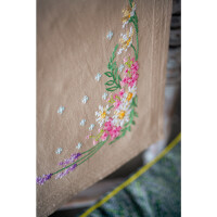 Vervaco stamped cross stitch kit tablechloth "Frühlingsblumen", 40x100cm, DIY