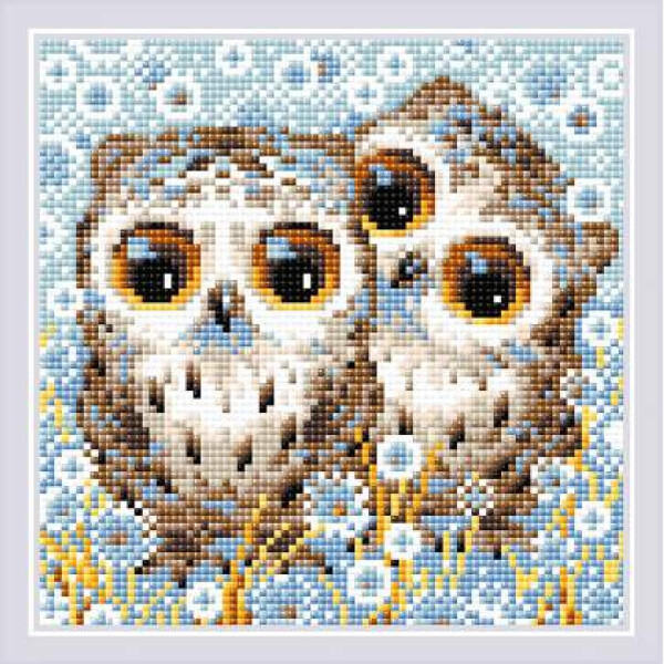 Riolis diamond mosaic kit "Little Owls", 20x20cm, DIY