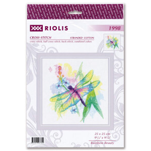 Riolis Set de punto de cruz "Rainbow Beauty", patrón de conteo, 25x25cm
