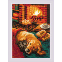 Riolis counted cross stitch kit "By the fireplace", 21x30cm, DIY