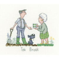 Heritage counted cross stitch kit Aida "Tea Break", GYTB1613-A, 19x16cm, DIY