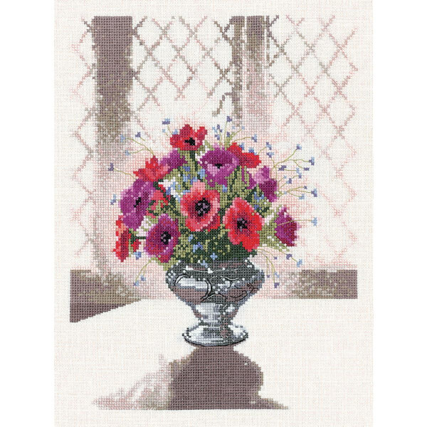 Heritage counted cross stitch kit Aida "Silver Vase", WFSV656-A, 27x19,5cm, DIY