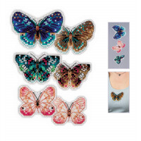 Riolis Kreuzstich Set "Aufsteigende Schmetterlinge 3er-Set ", Zählmuster, 8x5, 9x6, 6x5cm