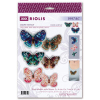Riolis Point de croix "Papillons ascendants, set de 3", motif à compter, 8x5, 9x6, 6x5cm