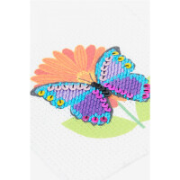 DMC Juego de media puntada con aro de bordar de plástico "La mariposa", 11,5x13cm, tela estampada