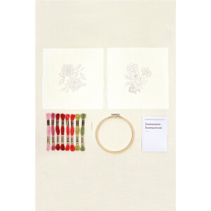 DMC stamped satin stitch kit with embroidery hoop 2...