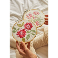 DMC stamped satin stitch kit with embroidery hoop 2 designs "Poetic carnations ", ca. 12x12cm, DIY