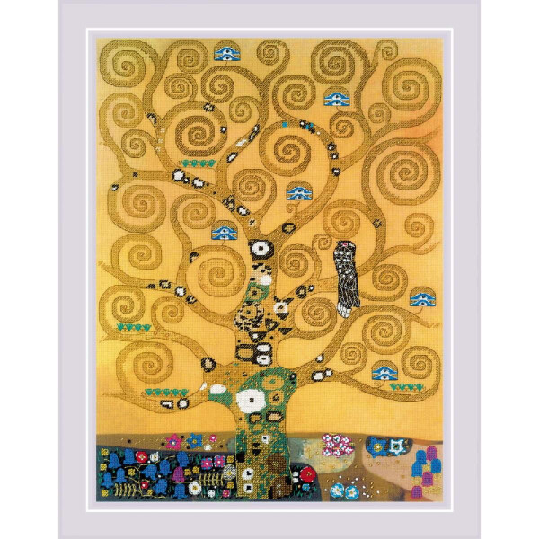 Riolis Kruissteek set "De boom des levens na g. Klimt schilderij", telpatroon, 30x40cm