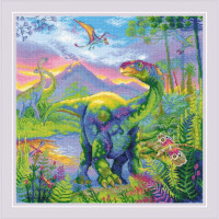 Riolis counted cross stitch kit "The Era of Dinosaurs", 40x40cm, DIY