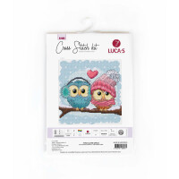 Luca-S counted cross stitch kit "Two Cute Owls", 14x14cm, DIY