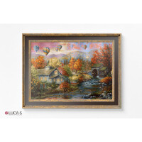Luca-S Set de tapisserie "Moulin à eau dautomne", motif à compter, 34x24cm