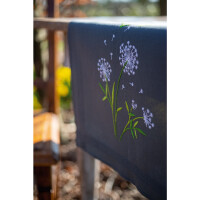 Vervaco Set di punti di raso per runner da tavolo "Flower Fluff", disegno di ricamo pre-disegnato, 40x100cm