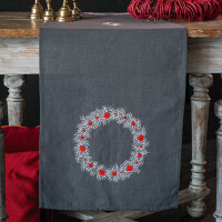 Vervaco Juego de punto de raso para camino de mesa "Motivos de Navidad", diseño de bordado pre-dibujado, 38x138cm