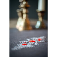 Vervaco stamped satin stitch kit tablechloth "Weihnachtsmotive", 38x138cm, DIY