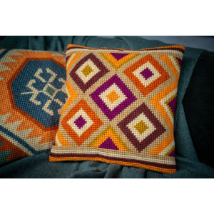 Vervaco stamped cross stitch kit cushion "Kelim-Motive I", 40x40cm, DIY