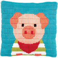 Vervaco stamped long stitch kit cushion "Schweinchen", 25x25cm, DIY