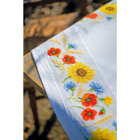 Vervaco counted cross stitch kit tablechloth "Wildblumen", 80x80cm, DIY