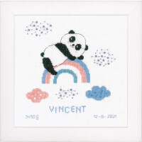 Vervaco counted cross stitch kit "Panda on Rainbow", 23x24cm, DIY