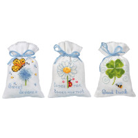 Vervaco herbal bags counted cross stitch kit "Wishes" Set of 3, 8x12cm, DIY