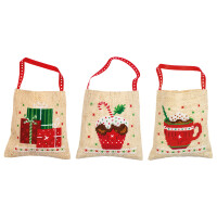 Vervaco bags counted cross stitch kit "Christmas figures" Set of 2, 9x9cm, DIY