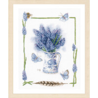 Lanarte Kruissteekset "Blauwe druifhyacint Marjolein Bastin", telpatroon, 27x37cm
