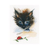 RTO Kit de point de croix "coccinelle et super chat", motif à compter, 11,5x15,5cm