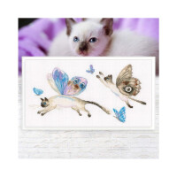 RTO counted cross stitch kit "Flying cats", 26,5x13,5cm, DIY