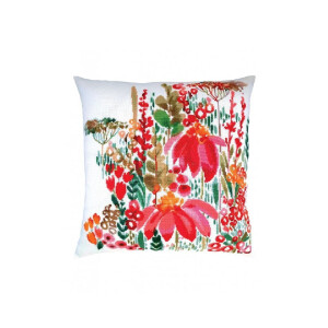 RTO counted cross stitch kit cushion "Flower water colour", 40x40cm, DIY