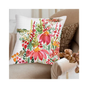 RTO counted cross stitch kit cushion "Flower water colour", 40x40cm, DIY