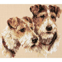 Magic Needle Zweigart Edition counted cross stitch kit "Fox Terriers", 27x23cm, DIY