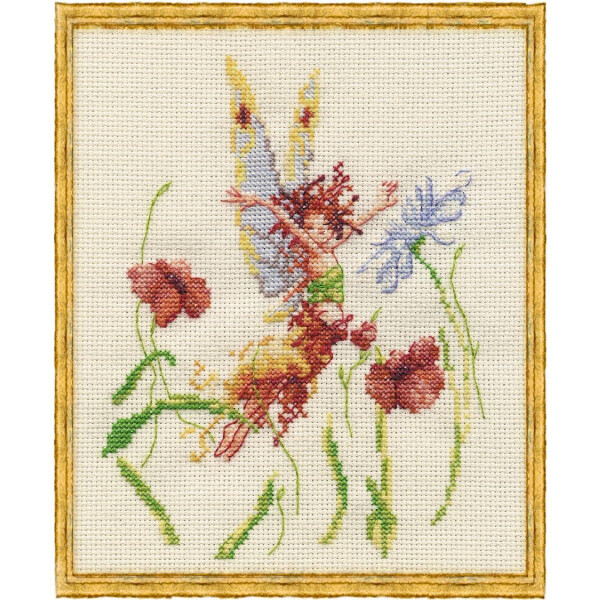 Nimue counted cross stitch kit "The Fairy of the Poppies", 33K, 11x15cm, DIY