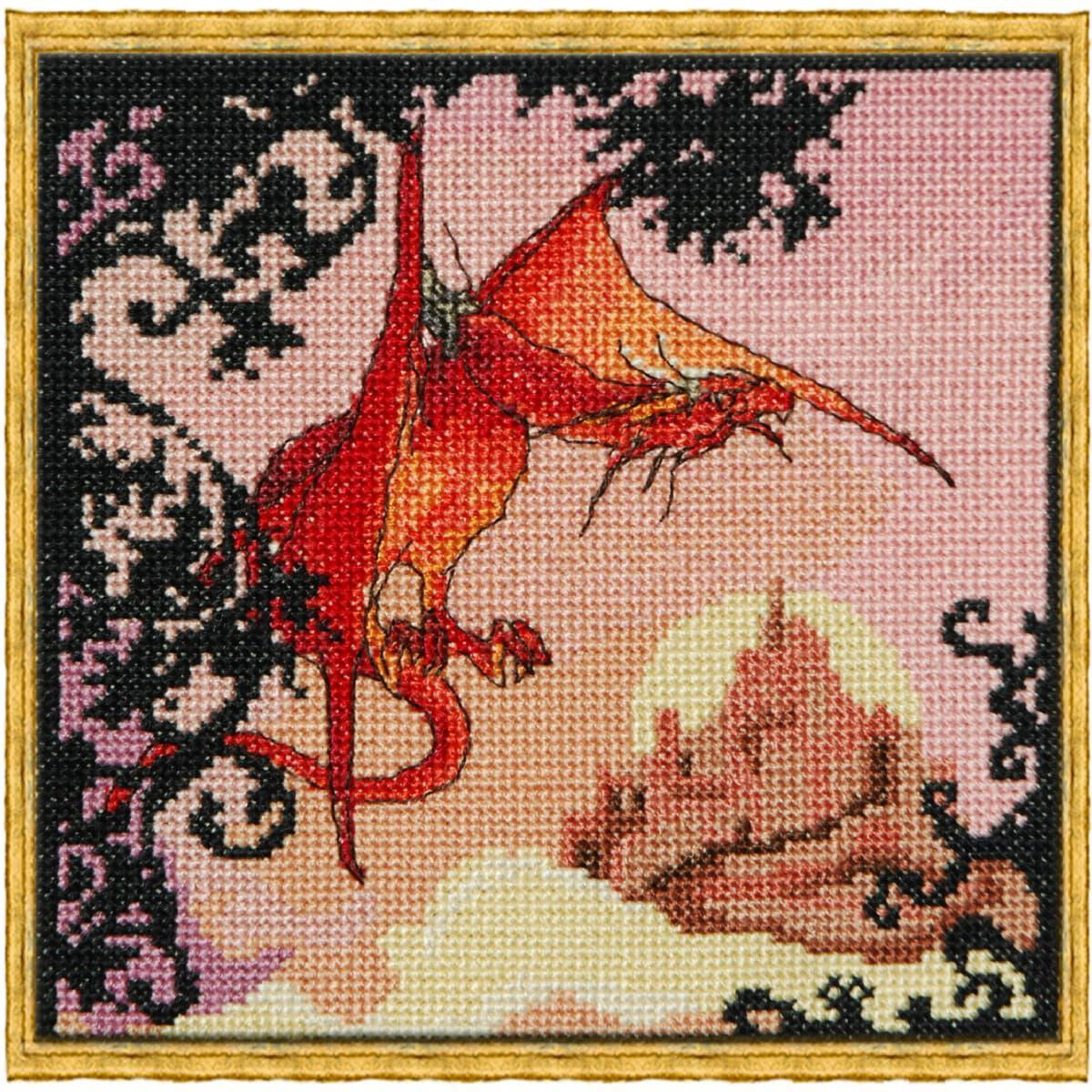 Nimue counted cross stitch kit "Red Dragon",...