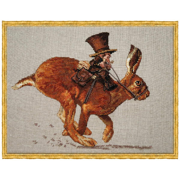 Nimue counted cross stitch kit "The Hare and the Postman", 72K, 20x16,5cm, DIY